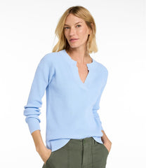 Women's Sunwashed Waffle Sweater, Splitneck | L.L.Bean