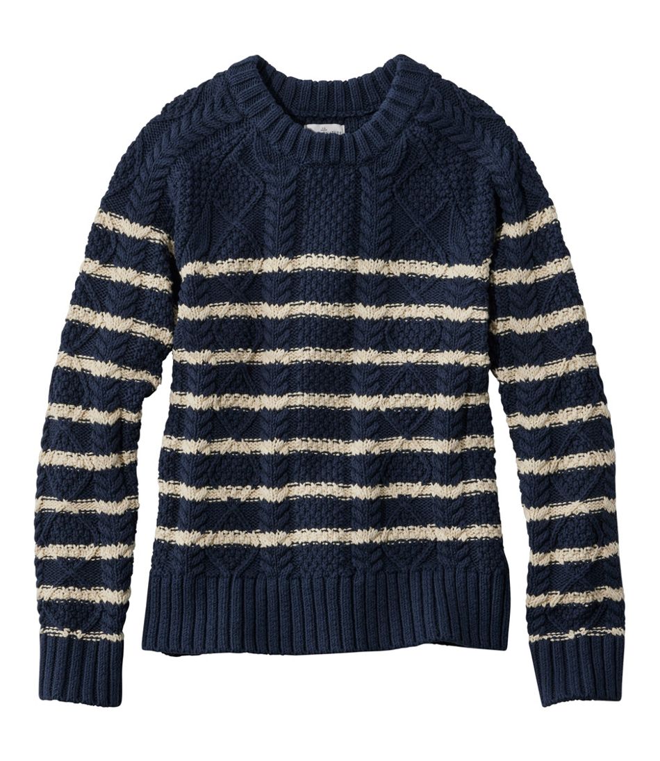 Women's Signature Cotton Fisherman Sweater, Crewneck Stripe | L.L.Bean