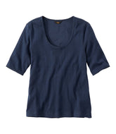 Women's Signature Premium Essential Pointelle Tee, Elbow-Sleeve Scoopneck | L.L.Bean
