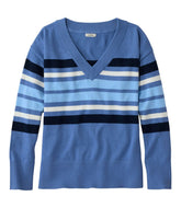 Women's Cotton/Cashmere Sweater, V-Neck Stripe | L.L.Bean