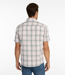 Men's Comfort Stretch Performance® Chambray Shirt, Short-Sleeve, Slightly Fitted Untucked Fit, Plaid | L.L.Bean