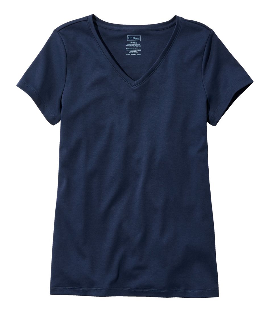 Women's Pima Cotton Shaped V-Neck, Short-Sleeve | L.L.Bean