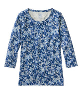 Women's Pima Cotton Shaped Jewelneck Tee, Three-Quarter-Sleeve Print | L.L.Bean