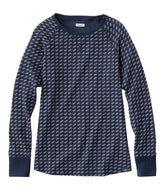 Women's Unshrinkable Mini-Waffle Tee, Long-Sleeve Crewneck Stripe | L.L.Bean