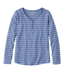 Women's V-Neck Henley, Long-Sleeve Stripe | L.L.Bean