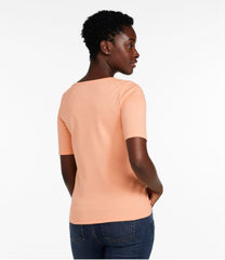 Women's Pima Cotton Tee, Soft Squareneck Elbow-Sleeve | L.L.Bean