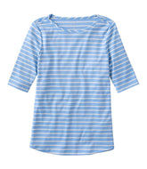 Women's Pima Cotton Tee, Elbow-Sleeve Boatneck Stripe | L.L.Bean