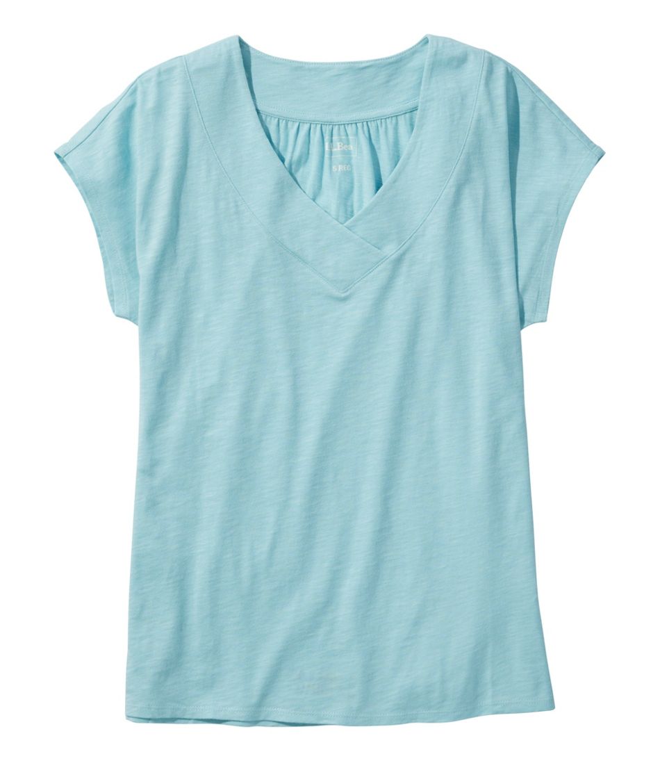 Women's Organic Cotton Tee, V-Neck Cap-Sleeve | L.L.Bean