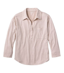 Women's Linen/Cotton Tee, Three-Quarter-Sleeve Splitneck Polo | L.L.Bean