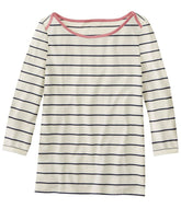 Women's Soft Stretch Supima-Blend Tee, Three-Quarter-Sleeve Boatneck Stripe | L.L.Bean