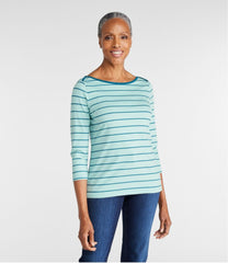 Women's Soft Stretch Supima-Blend Tee, Three-Quarter-Sleeve Boatneck Stripe | L.L.Bean