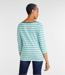Women's Soft Stretch Supima-Blend Tee, Three-Quarter-Sleeve Boatneck Stripe | L.L.Bean