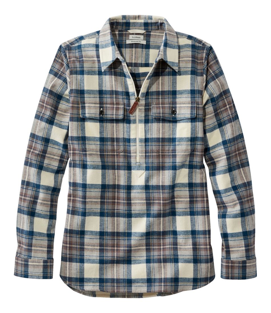 Women's Scotch Plaid Flannel Shirt, Quarter-Zip | L.L.Bean