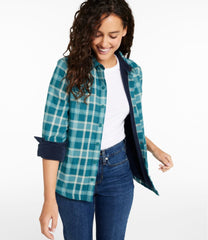 Women's Fleece-Lined Flannel Shirt, Snap-Front Plaid | L.L.Bean