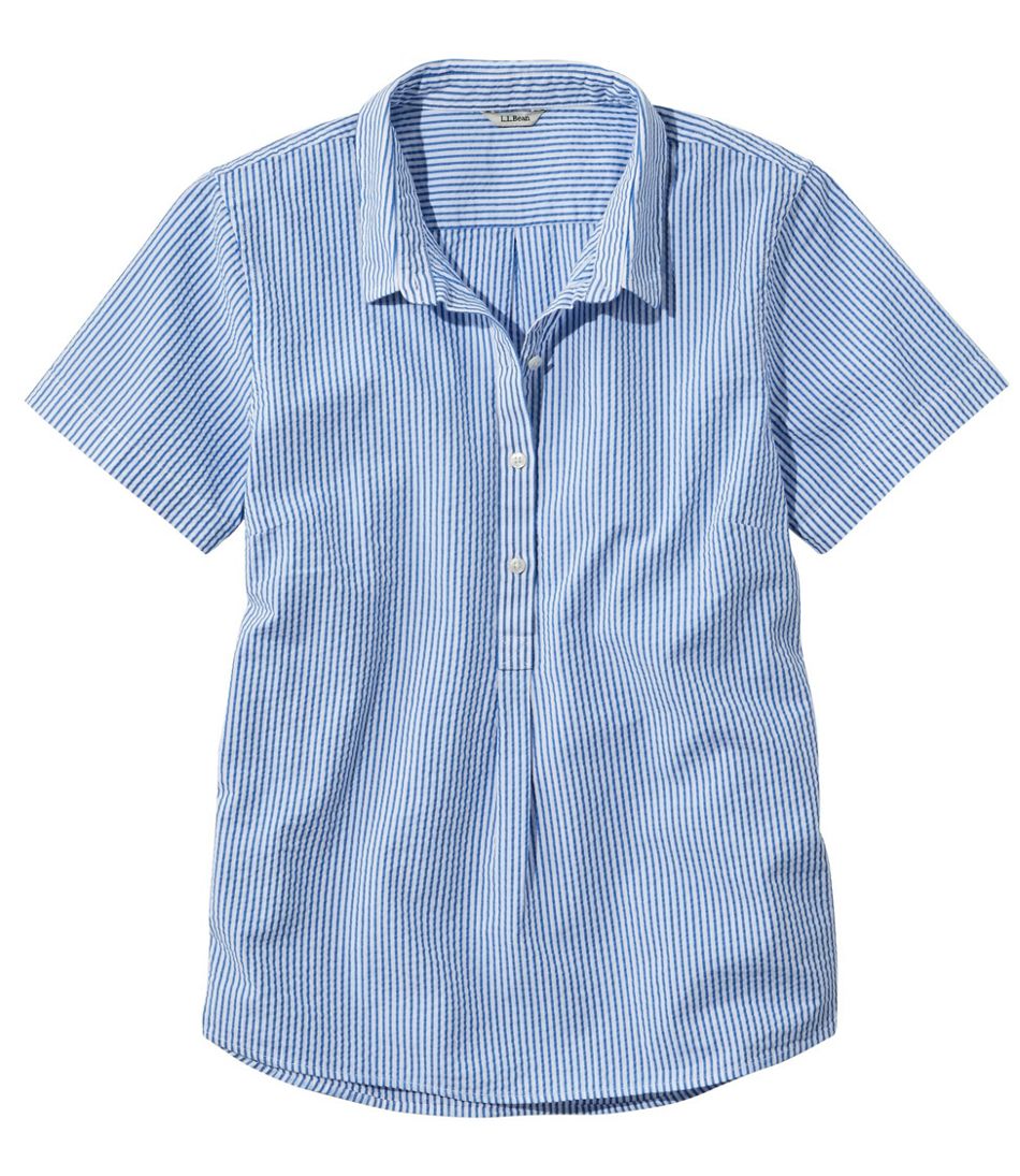 Women's Vacationland Seersucker Shirt, Short-Sleeve Popover Stripe | L.L.Bean
