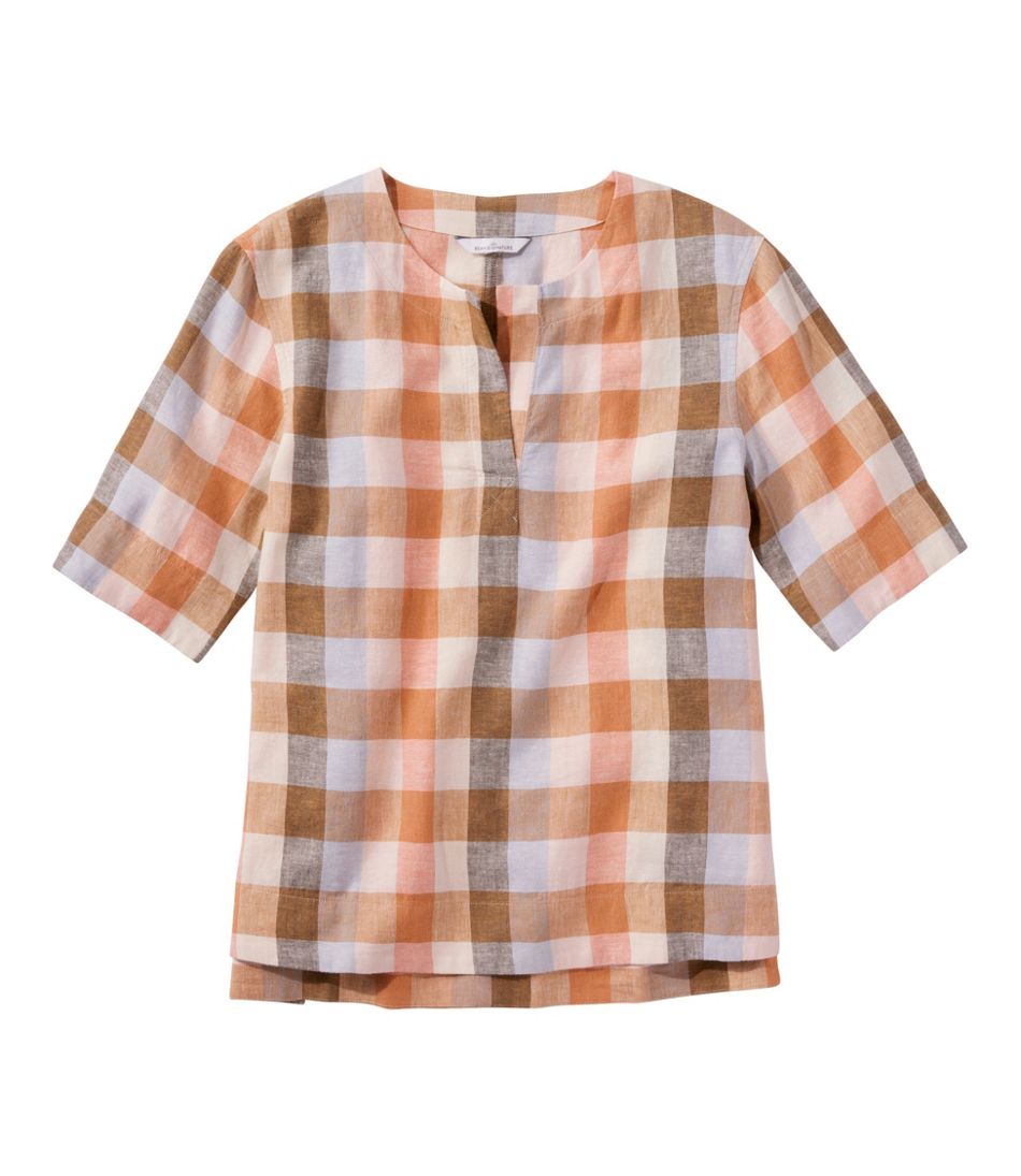 Women's Signature Linen-Blend Splitneck Shirt, Short-Sleeve | L.L.Bean