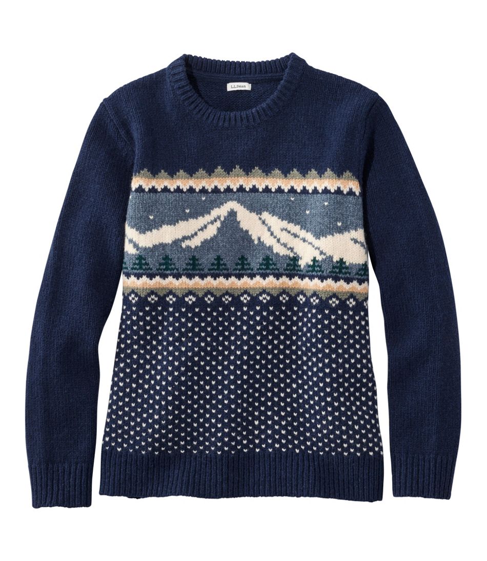 Women's Bean's Classic Ragg Wool Crewneck Intarsia Sweater | L.L.Bean