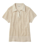 Women's Organic Cotton Slub Pointelle Sweater, Polo | L.L.Bean