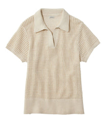 Women's Organic Cotton Slub Pointelle Sweater, Polo | L.L.Bean