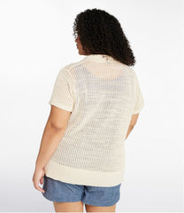 Women's Organic Cotton Slub Pointelle Sweater, Polo | L.L.Bean