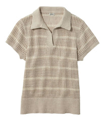 Women's Organic Cotton Slub Pointelle Sweater, Polo | L.L.Bean
