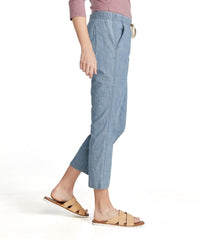 Women's Lakewashed Pull-On Chinos, Mid-Rise Chambray Ankle Pants | L.L.Bean