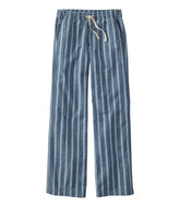 Women's Lakewashed Pull-On Chinos, Mid-Rise Wide-Leg Stripe Chambray | L.L.Bean