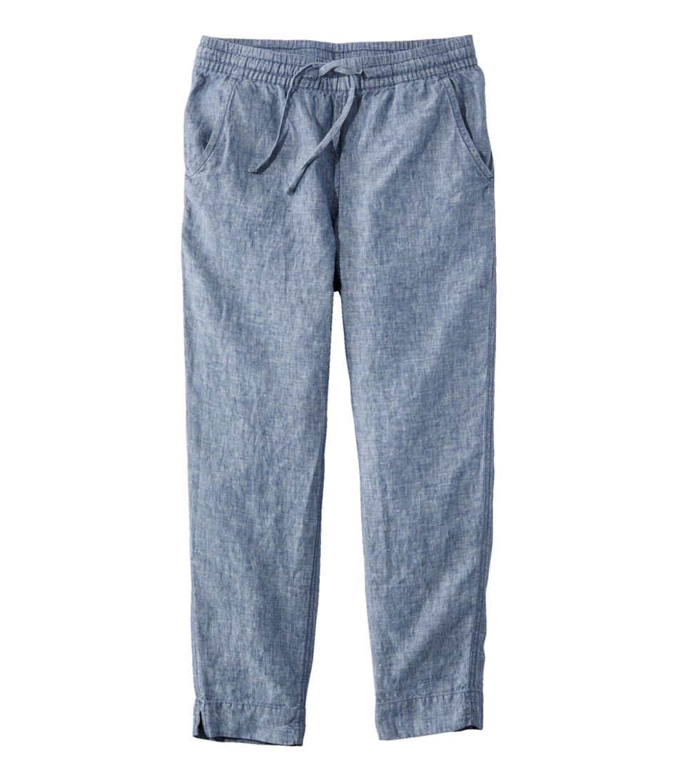 Women's Premium Linen Pull-On Ankle Pants, Mid-Rise Tapered-Leg | L.L.Bean