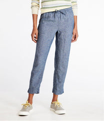 Women's Premium Linen Pull-On Ankle Pants, Mid-Rise Tapered-Leg | L.L.Bean