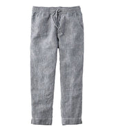 Women's Premium Linen Pull-On Ankle Pants, Mid-Rise Tapered-Leg Stripe | L.L.Bean