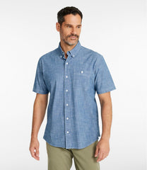 Men's Comfort Stretch® Chambray Shirt, Traditional Untucked Fit, Short-Sleeve | L.L.Bean