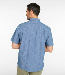 Men's Comfort Stretch® Chambray Shirt, Traditional Untucked Fit, Short-Sleeve | L.L.Bean