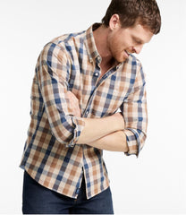 Men's Comfort Stretch® Chambray Shirt, Long-Sleeve, Slightly Fitted Untucked Fit, Plaid | L.L.Bean