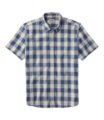Men's Comfort Stretch® Chambray Shirt, Slightly Fitted Untucked Fit, Short-Sleeve, Plaid | L.L.Bean