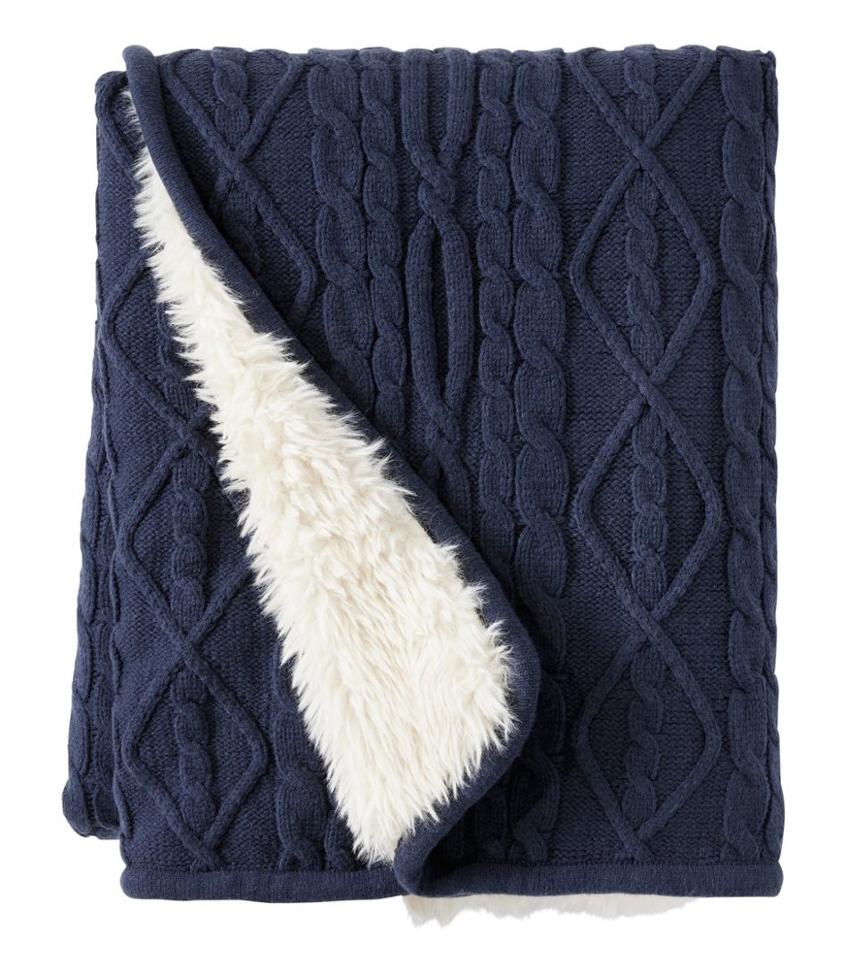 1912 Heritage Knit Faux Fur Throw, Cable | L.L.Bean