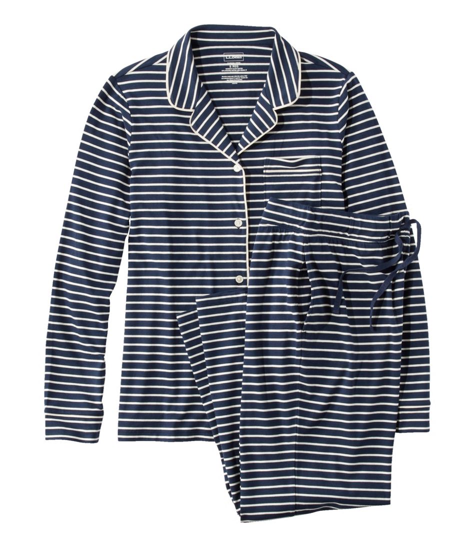Women's Super-Soft Shrink-Free Button Front Pajama Set, Stripe | L.L.Bean