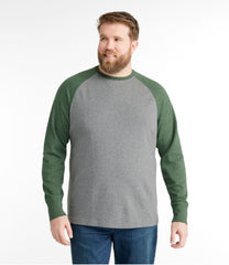 Men's Washed Cotton Double-Knit Crewneck, Slightly Fitted Long-Sleeve Colorblock | L.L.Bean