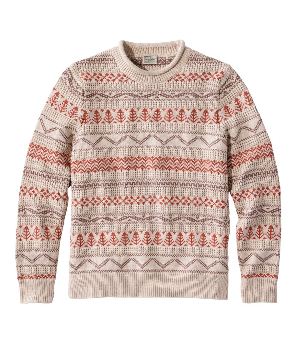 Men's Organic Cotton Waffle Sweater, Crewneck, Fair Isle | L.L.Bean