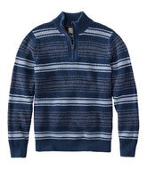 Men's Organic Cotton Waffle Sweater, Quarter Zip, Stripe | L.L.Bean