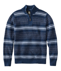 Men's Organic Cotton Waffle Sweater, Quarter Zip, Stripe | L.L.Bean