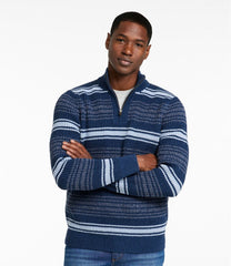 Men's Organic Cotton Waffle Sweater, Quarter Zip, Stripe | L.L.Bean