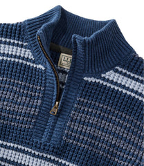 Men's Organic Cotton Waffle Sweater, Quarter Zip, Stripe | L.L.Bean