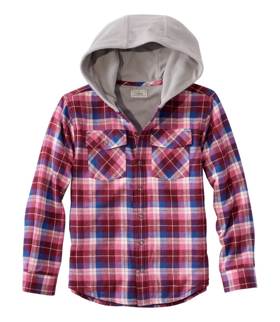 Kids' Fleece-Lined Flannel Shirt, Hooded Plaid | L.L.Bean