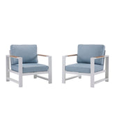 White Aluminum Deep Seating Armchair with Blue Cushions, Set of Two | L.L.Bean