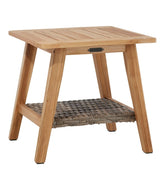 Teak Side Table with Wicker Storage Shelf | L.L.Bean