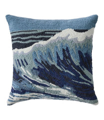 Indoor/Outdoor Hooked Pillow, 18x18 Ocean Waves | L.L.Bean