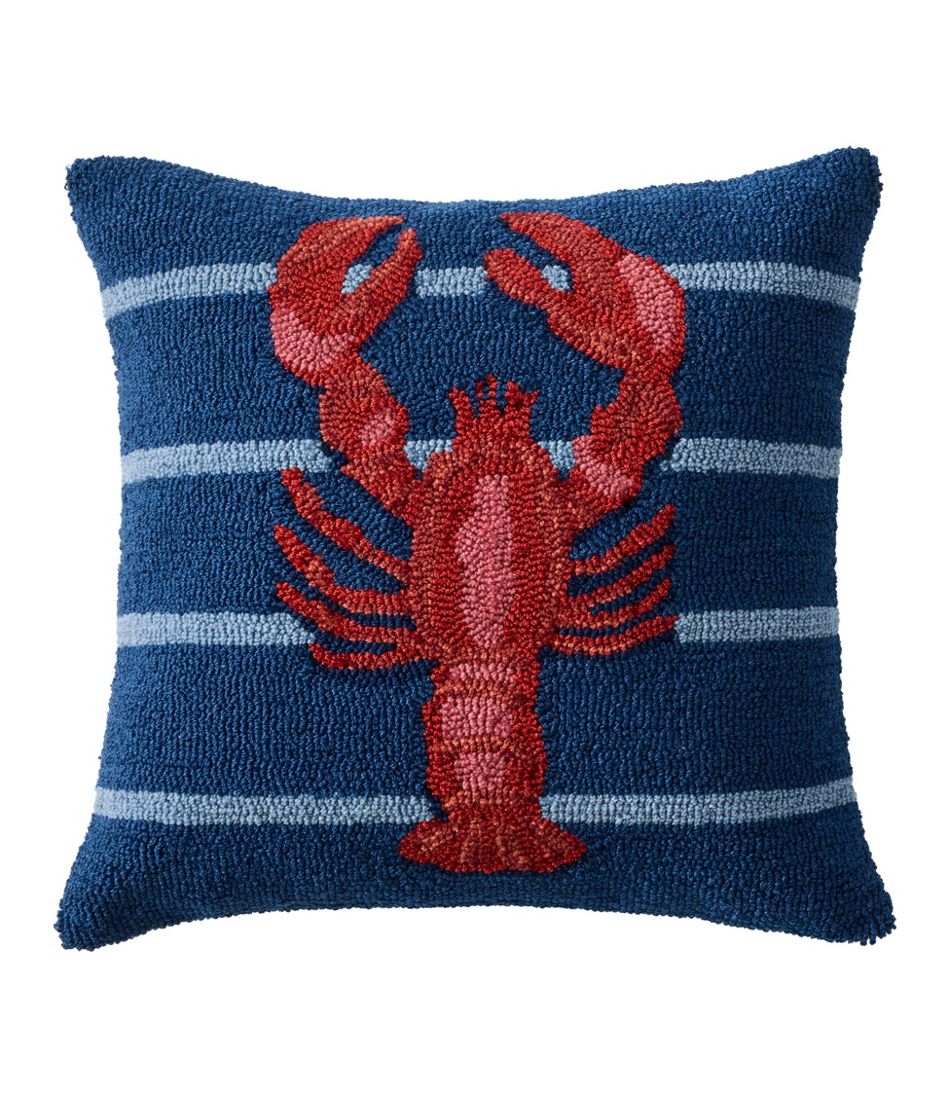 Indoor/Outdoor Hooked Pillow, 18x18 Lobster | L.L.Bean