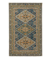 Bordered Medallion Wool Tufted Rug, Blue Multi | L.L.Bean