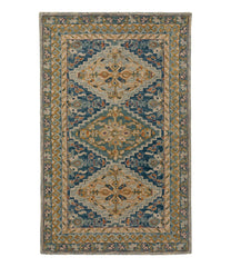 Bordered Medallion Wool Tufted Rug, Blue Multi | L.L.Bean