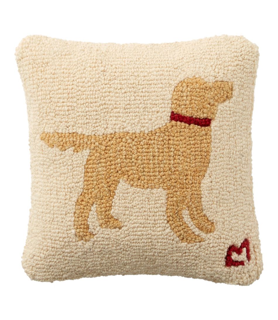 Wool Hooked Throw Pillow, Yellow Dog, 14" x 14" | L.L.Bean